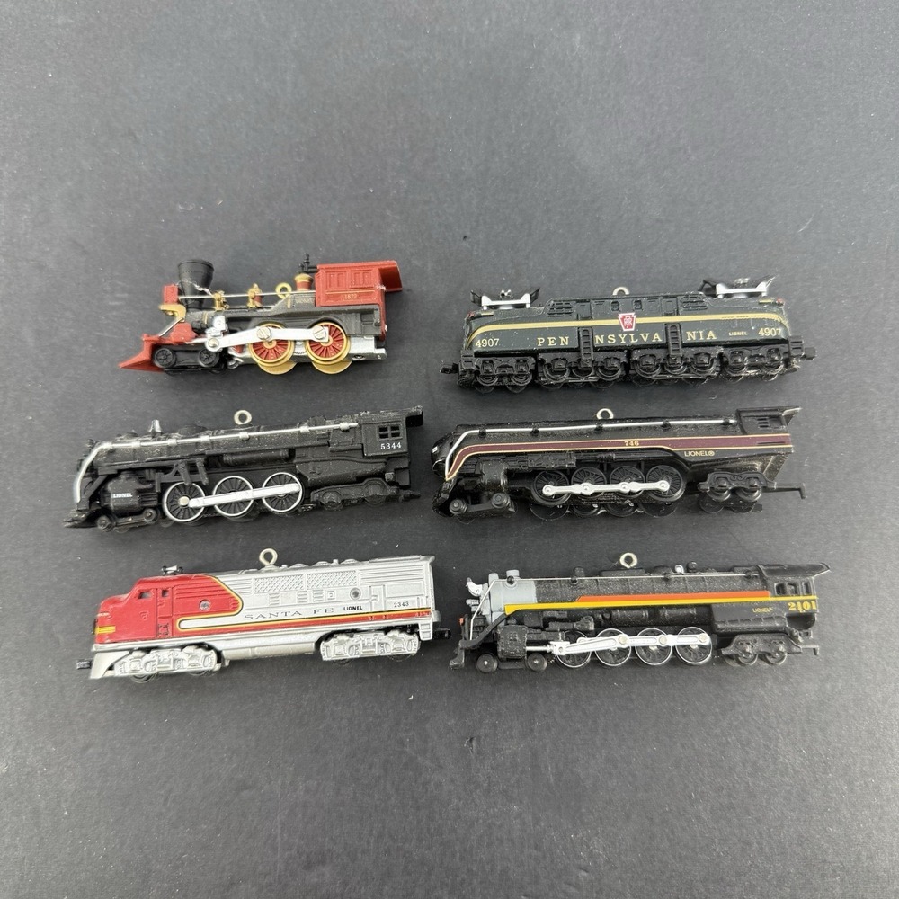 Vintage Metal Keepsake Minature Ornament Train Cars Lot Of 6